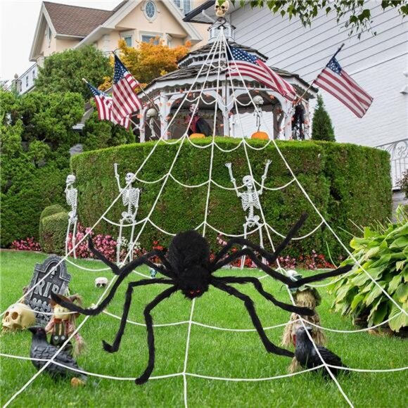 Halloween Spider Web Lights Outdoor Decoration, LED Giant Spider Web Light - Picture 7 of 8